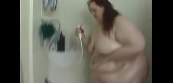  Fat Babe Soaps Herself in the Shower